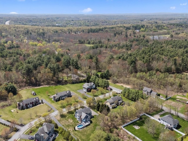 bird's eye view with a view of trees