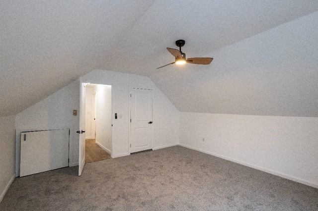 23 Highland St, Townsend, MA 01469 - additional living space featuring vaulted ceiling, carpet flooring, ceiling fan, and baseboards