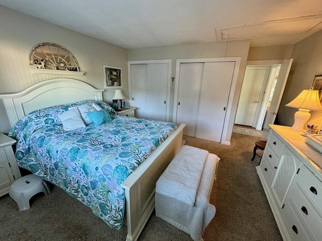 64 Edgewater Dr, Wareham, MA 02571 - carpeted bedroom featuring multiple closets and attic access