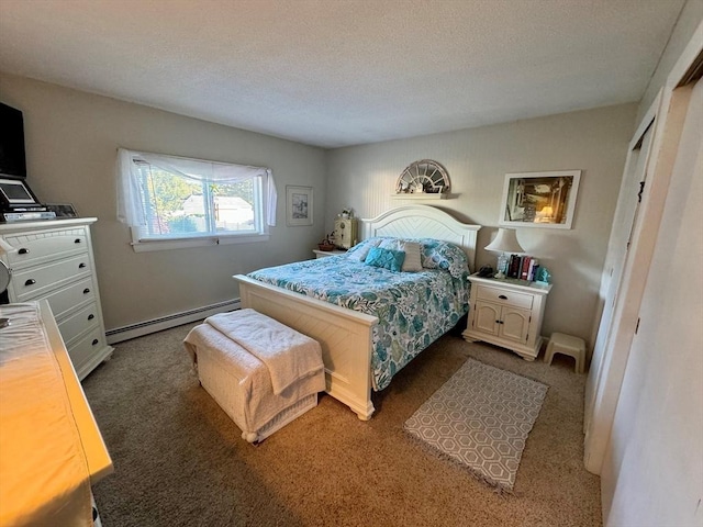64 Edgewater Dr, Wareham, MA 02571 - carpeted bedroom featuring a textured ceiling and a baseboard heating unit