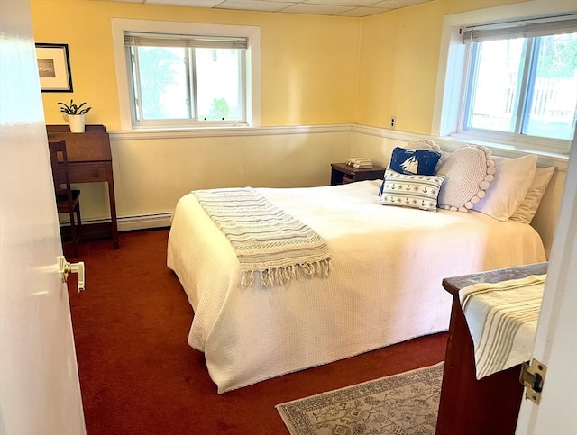 64 Edgewater Dr, Wareham, MA 02571 - bedroom featuring dark colored carpet and a baseboard heating unit