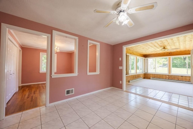 4 Cypress Rd, Natick, MA 01760 - unfurnished room with baseboard heating, a baseboard radiator, plenty of natural light, and ceiling fan