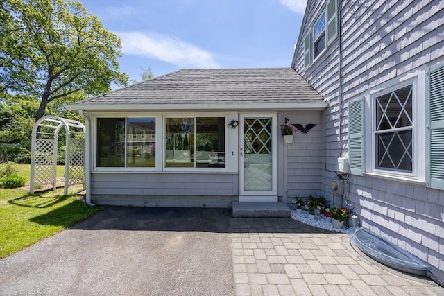 4 Cypress Rd, Natick, MA 01760 - property entrance featuring roof with shingles