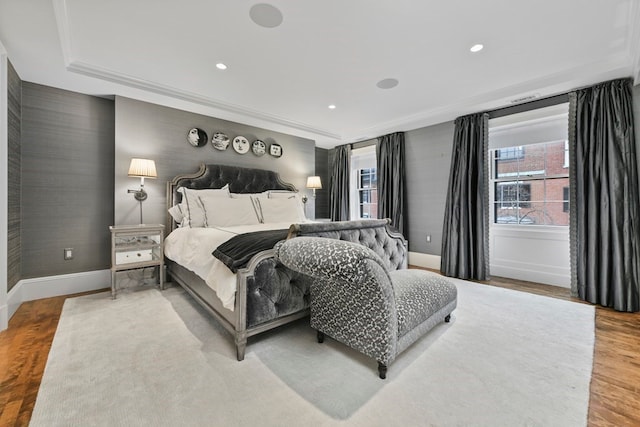 bedroom with light hardwood / wood-style floors