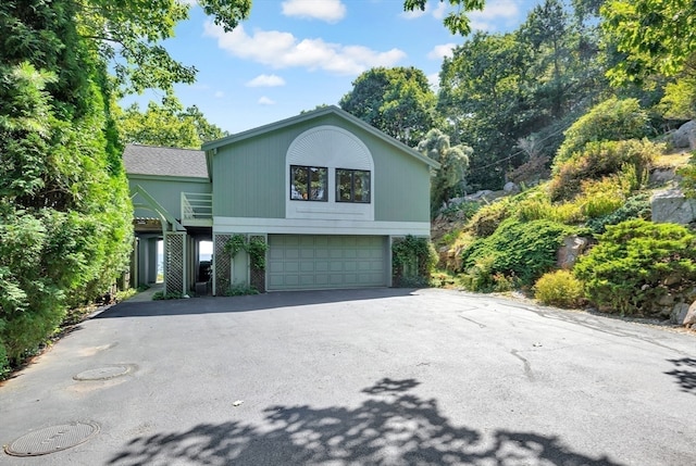 exterior space with a garage