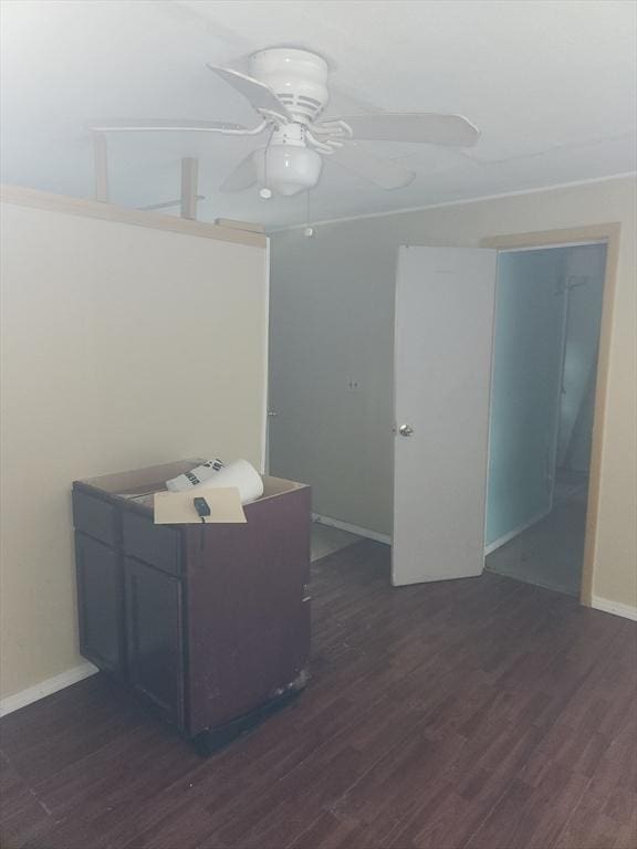 35 Hillcrest St, Waltham, MA 02451 - office area featuring ceiling fan and dark wood-style flooring