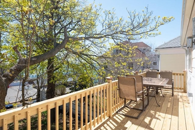 wooden deck featuring outdoor dining space