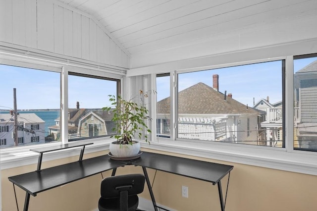 sunroom with built in desk
