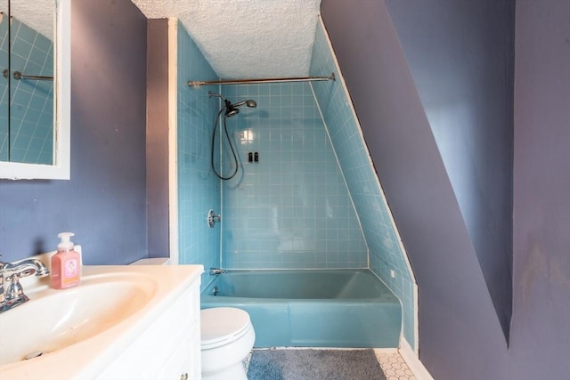 263 Jefferson Ave, Salem, MA 01970 - bathroom featuring a textured ceiling, tile patterned floors, bathing tub / shower combination, and vanity