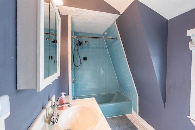263 Jefferson Ave, Salem, MA 01970 - full bathroom with  shower combination, vanity, and a textured ceiling