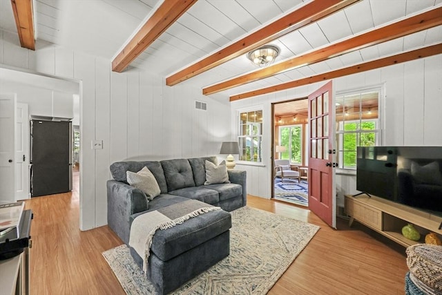 82 Knollwood Dr, Longmeadow, MA 01106 - living area featuring light wood-style floors and beam ceiling