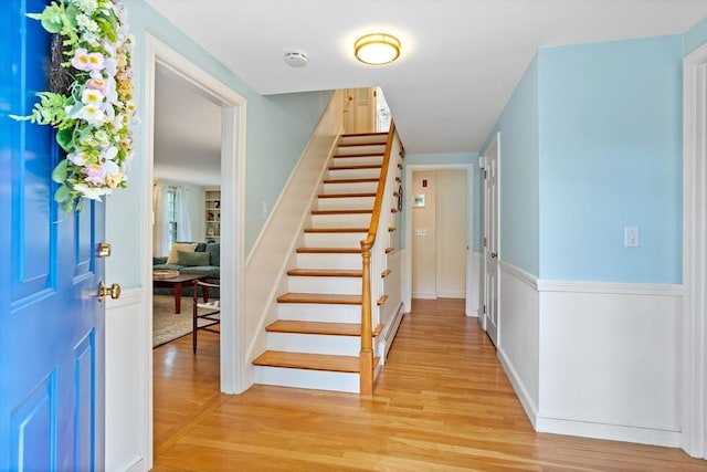 1 Emerson Dr, Acton, MA 01720 - foyer featuring stairway, light wood-style flooring, and baseboards