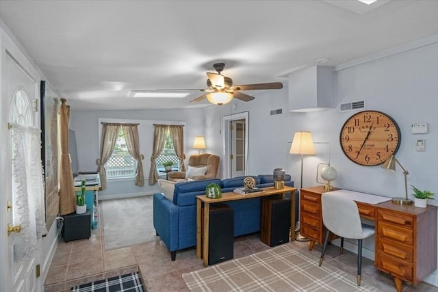 1 Nelson St Unit C, Upton, MA 01568 - living room with a desk, a ceiling fan, and tile patterned flooring