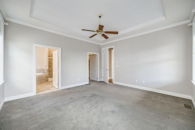 12 Skipping Stone, Plymouth, MA 02360 - unfurnished bedroom with carpet floors, baseboards, ornamental molding, ensuite bath, and ceiling fan