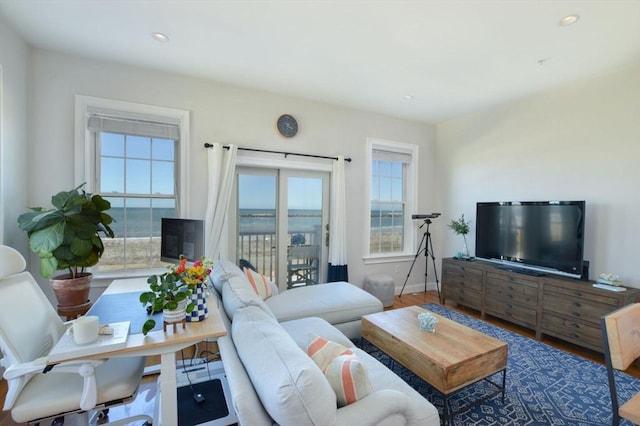 148 Winthrop Shore Dr Unit 5, Winthrop, MA 02152 - living area featuring plenty of natural light, wood finished floors, and recessed lighting
