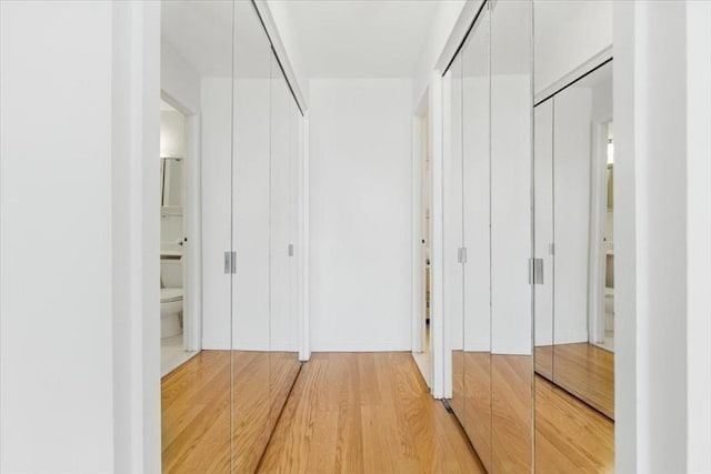 hall featuring light wood-style floors