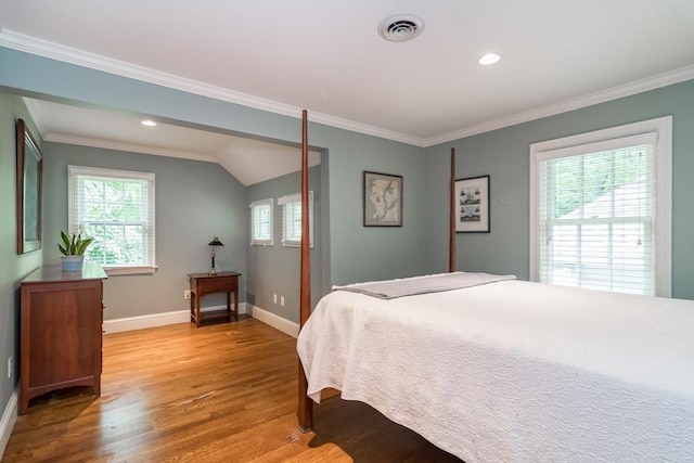 617 S St, Needham, MA 02492 - bedroom with wood finished floors, baseboards, crown molding, and recessed lighting