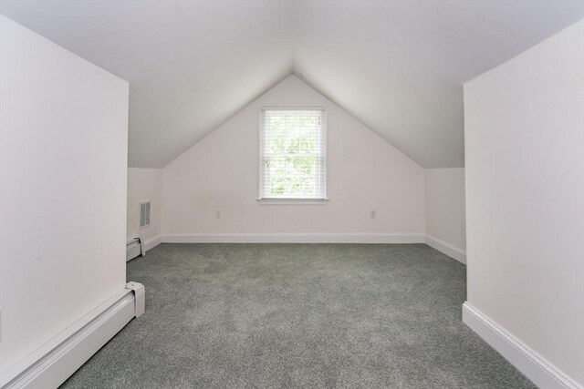 617 S St, Needham, MA 02492 - bonus room with a baseboard heating unit, carpet flooring, lofted ceiling, and baseboards