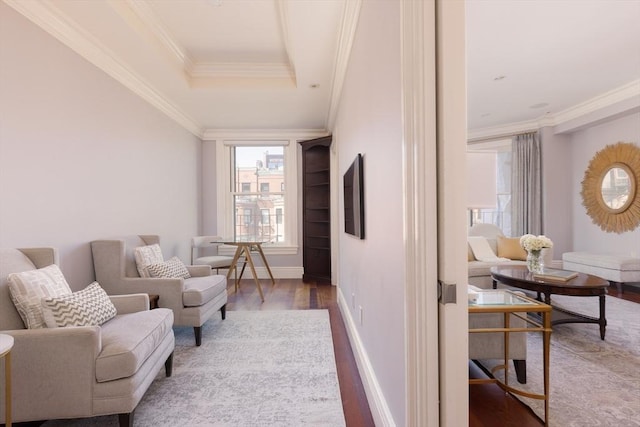 392 Marlborough St Unit 3, Boston, MA 02115 - living area with ornamental molding, baseboards, and wood finished floors