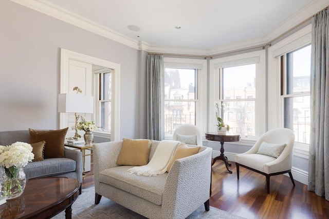 392 Marlborough St Unit 3, Boston, MA 02115 - living area with baseboards, crown molding, and wood finished floors