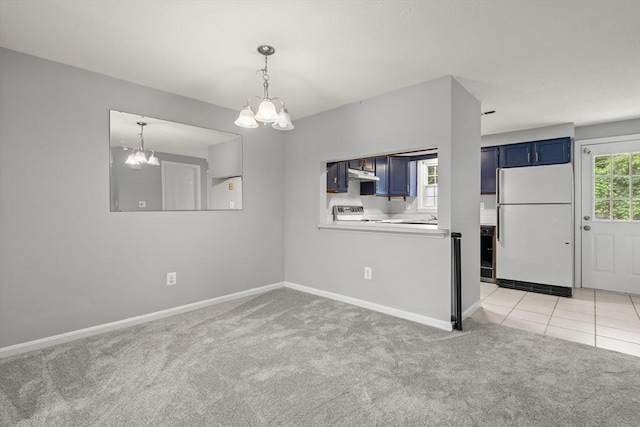 728 Auburn St Unit E4, Whitman, MA 02382 - unfurnished dining area with a chandelier and light colored carpet