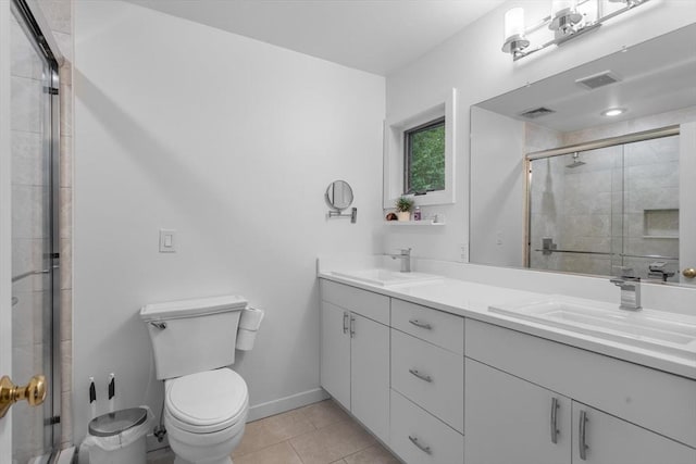 4 Benjamin Pl Unit 4, Brookline, MA 02467 - full bathroom featuring double vanity, a stall shower, and tile patterned flooring