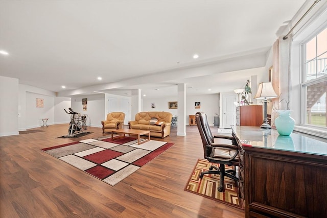 4 Helen Ln Unit 4, Millis, MA 02054 - living area featuring wood finished floors, baseboards, and recessed lighting