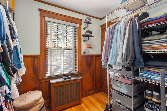 walk in closet featuring light wood-style floors