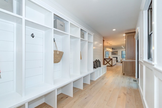 mudroom with light wood-type flooring