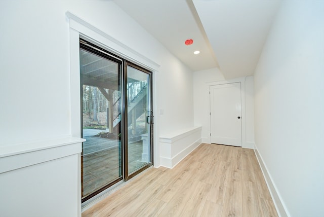 interior space with light hardwood / wood-style floors