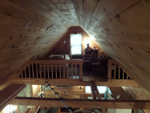 view of unfinished attic