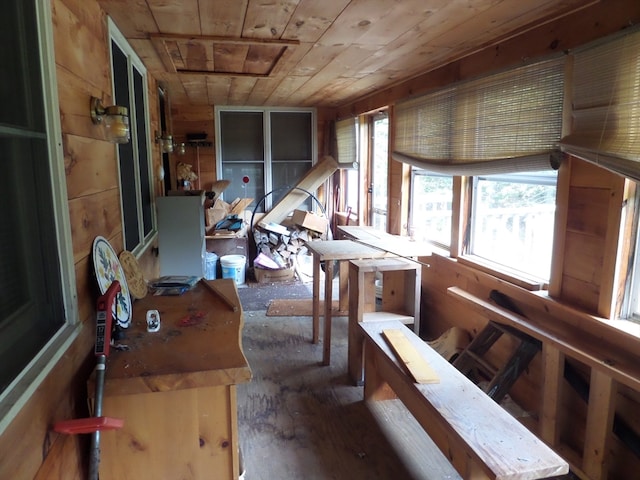 miscellaneous room featuring wood ceiling