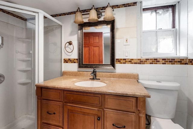 18 Newhall St, Malden, MA 02148 - full bath with a shower stall, vanity, and backsplash