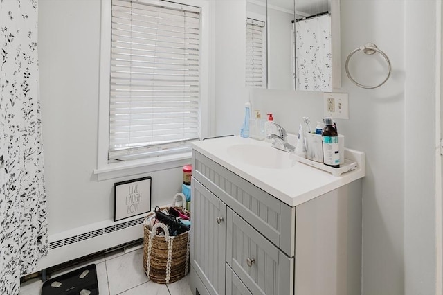 bathroom with vanity and a shower with curtain