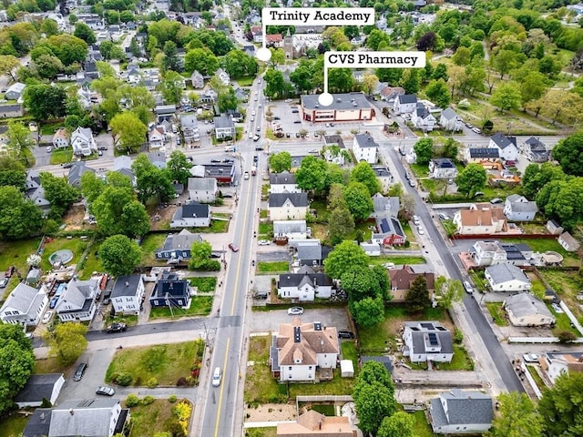 aerial overview of property's location featuring nearby suburban area