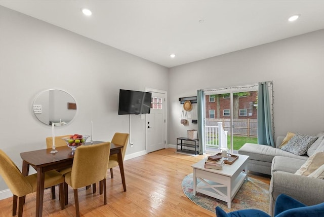 25 Conant St Unit 1, Danvers, MA 01923 - living area featuring light wood-style flooring, baseboards, and recessed lighting