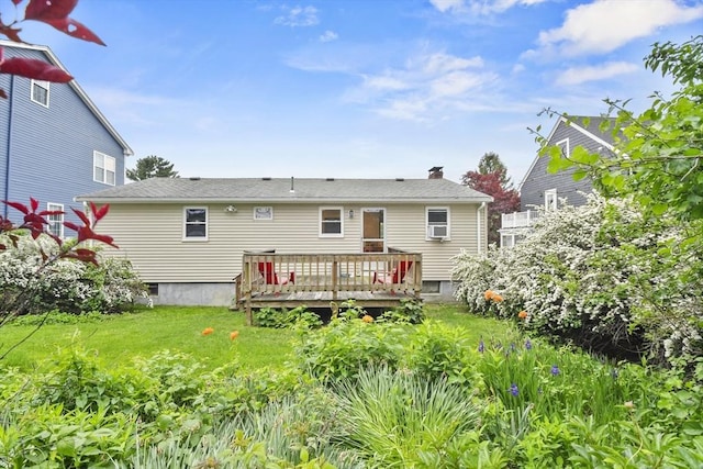40 Winslow Rd, Quincy, MA 02171 - rear view of house featuring a wooden deck, a lawn, and cooling unit