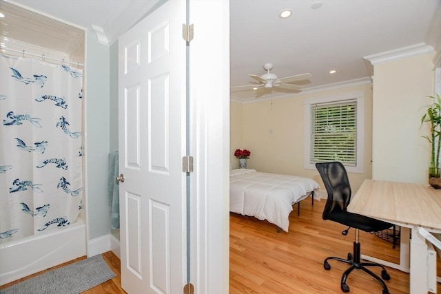 324 Front St Unit 4, Marion, MA 02738 - bedroom with crown molding, light wood-type flooring, and recessed lighting