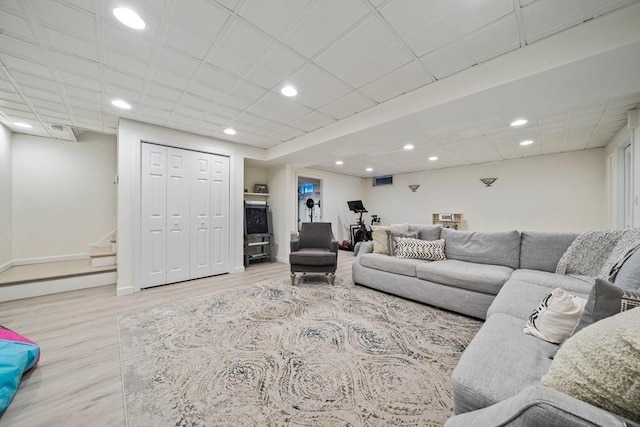 living room with light wood-type flooring