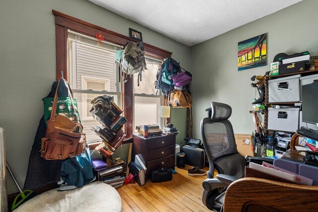 office area featuring hardwood / wood-style floors