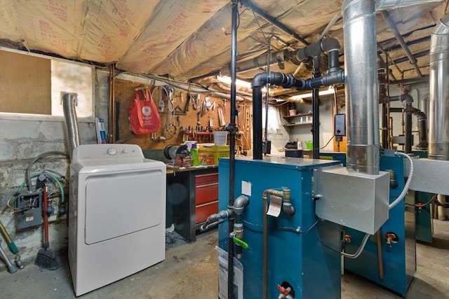 utilities with a heating unit and washer / dryer