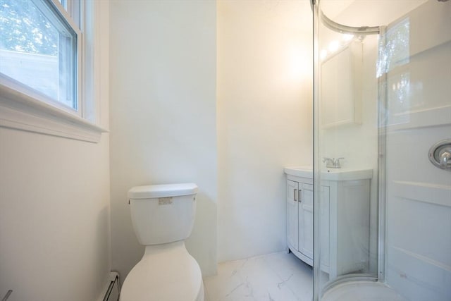 286 Mountain St, Sharon, MA 02067 - full bathroom featuring marble finish flooring, vanity, and a shower