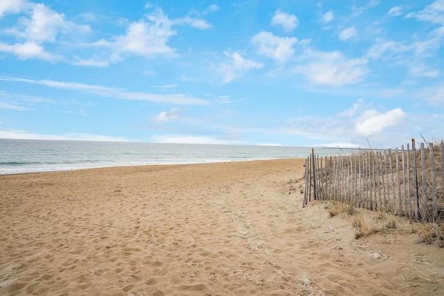 property view of water featuring a view of the beach