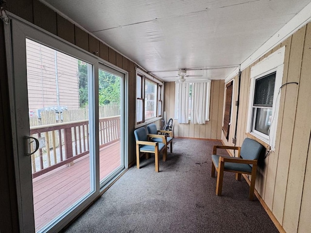 27 Shelby St, Worcester, MA 01605 - sunroom / solarium featuring carpet and wood walls