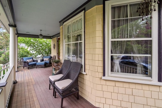 deck with covered porch