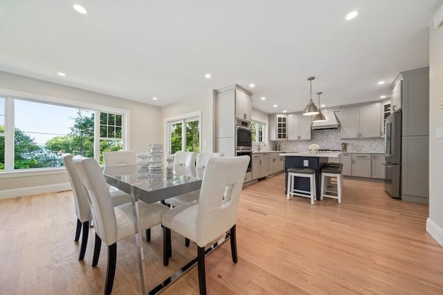 43 Lake Ave, Sharon, MA 02067 - dining area with light wood finished floors and recessed lighting