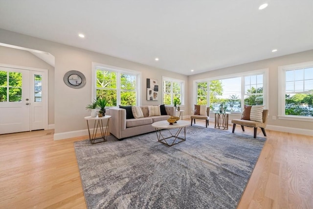 43 Lake Ave, Sharon, MA 02067 - living room featuring light wood finished floors and recessed lighting