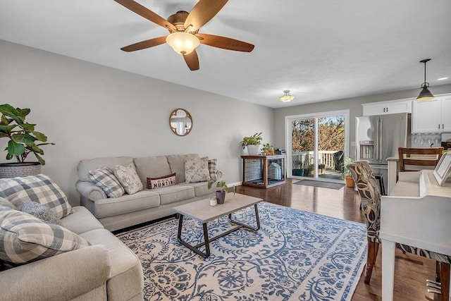 261 Bean Porridge Hill Rd, Westminster, MA 01473 - living area with baseboards, wood finished floors, and a ceiling fan
