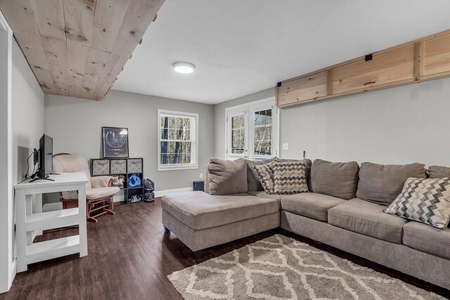 261 Bean Porridge Hill Rd, Westminster, MA 01473 - living area featuring dark wood-style flooring and baseboards