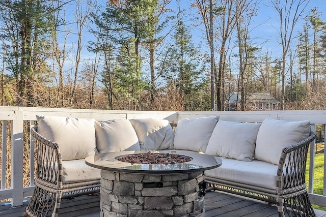 261 Bean Porridge Hill Rd, Westminster, MA 01473 - wooden deck with an outdoor living space with a fire pit